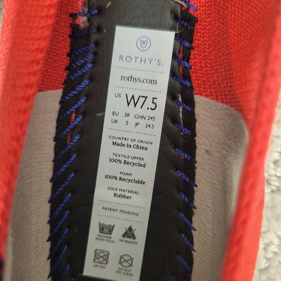 Rothy’s The Point Women's Size US 5, 7.5, 10 Red Flame Slip On Ballet Flat Shoes - Picture 7 of 12